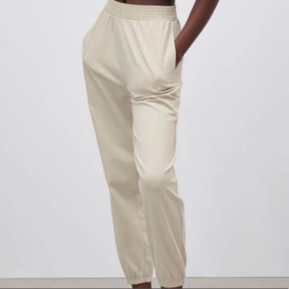 Zara Pants - Zara Beige Joggers, Elastic Waist 100% Cotton Pants with Pockets Size XL